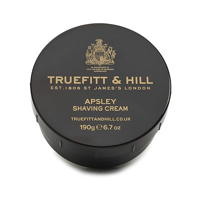 Truefitt & Hill Shaving Cream Bowl - Apsley - Premium Glycerin-Based Lather, Smooth Glide, and Hydration for a Luxurious Shave - 6.7 oz.