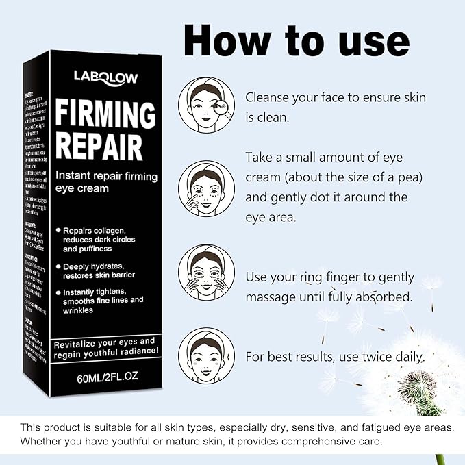 Temporary Instant Eye Tightener Cream – 60 ML Retinol Eye Cream for Puffiness, Eye Bags, Dark Circles & Fine Lines, Anti-Aging Firming Eye Repair Cream for Smoother, Revitalized Skin —2 fl. oz