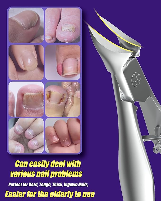 SZQHT Toenail Clippers for Thick & Ingrown Toenails, Heavy-Duty Nail Clippers for Seniors, Men & Women, Ultra-Wide Jaw Toe Nail Clippers, Pedicure Tools for Feet, Stainless Steel Nail Cutter