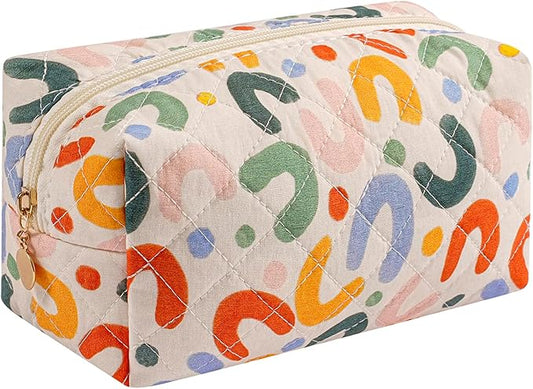 Makeup Bag Travel Cosmetic Bag for Women Girls, Zipper Make Up Pouch, Floral Flowers Toiletry Organizer Makeup, Portable Storage Bag, Cosmetic Travel Cloth Bag (UU Colourful)