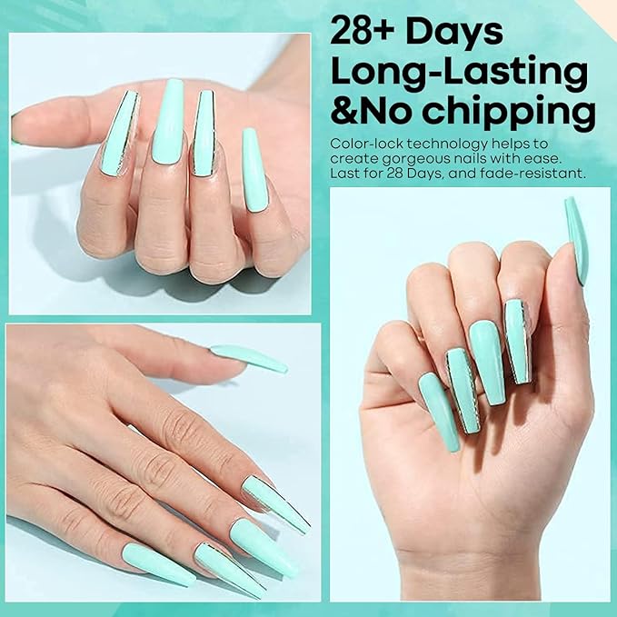 modelones Gel Nail Polish, 15 ML Pastel Blue Green Solid Color Gel Polish Soak Off LED High-Pigmented & Shine Long Wear Gel Polish Nail Art Manicure Gift DIY Salon Home, 0.5 fl oz