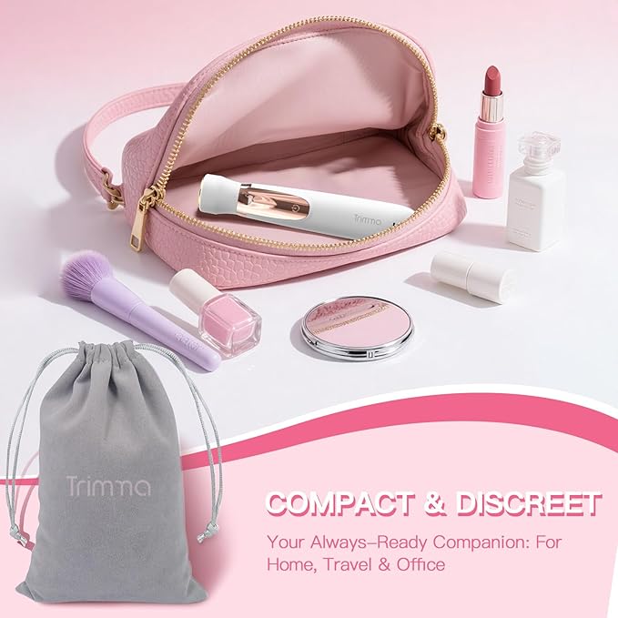 Trimma Nose Hair Trimmer for Women: 3 in1 Rechargeable Womens Facial Hair Remover and Electric Eyebrow Trimmer - Face Lips Eyebrow Nose Ear Body Painless Face Shaver with Built-in LED Light