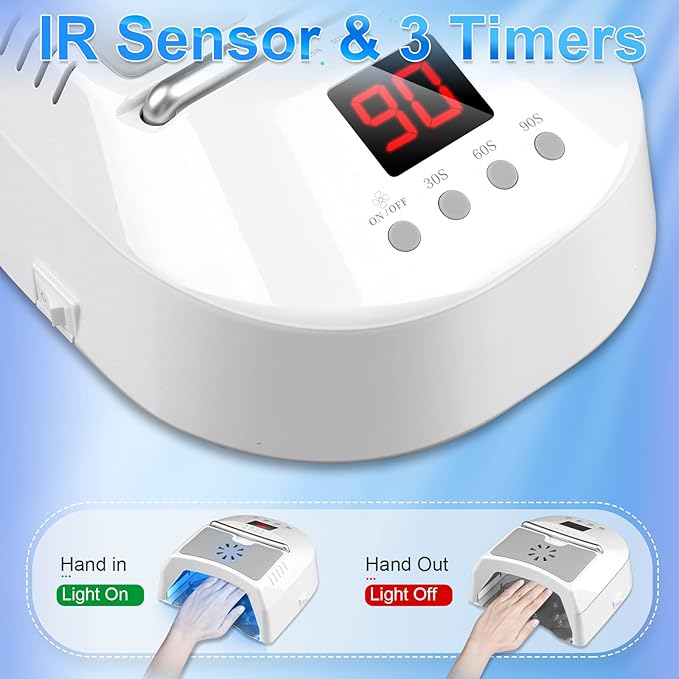 Professional UV Led Nail Lamp Cordless, 72W UV Lights for Gel Nails with Fan, IMENE Rechargeable Nail Dryer with Portable Handle Perfect for Salon Home Nail Art (White)