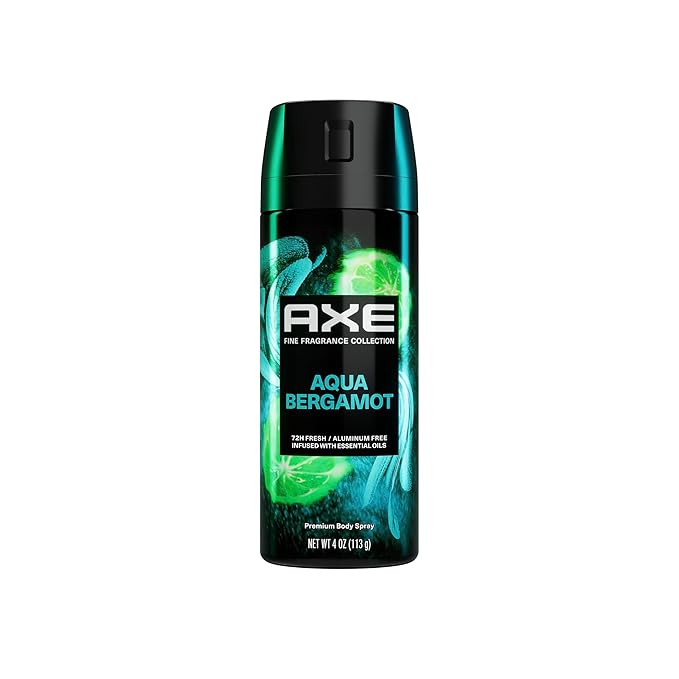 AXE Fine Fragrance Collection Premium Deodorant Body Spray for Men Aqua Bergamot with 72H Odor Protection and Freshness Infused with Aqua, Bergamot, and Sage Essential Oils 4 oz