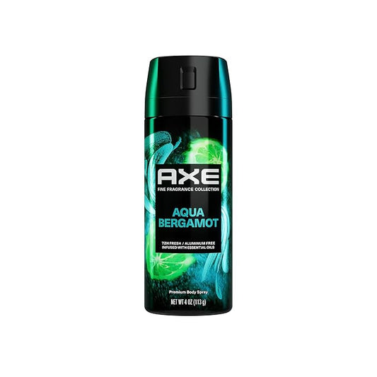 AXE Fine Fragrance Collection Premium Deodorant Body Spray for Men Aqua Bergamot with 72H Odor Protection and Freshness Infused with Aqua, Bergamot, and Sage Essential Oils 4 oz