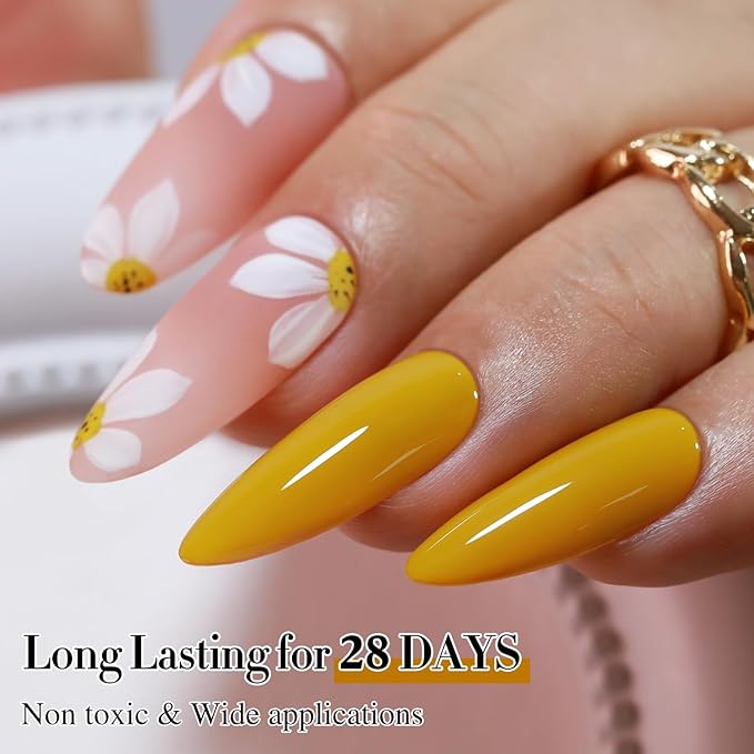 Double Rhythm 15ML Gel Polish Pure Sheer Same Color Same Bottle Soak Off Gel Polish Nail Art Manicure Salon DIY at Home for Women (Yellow-A1397)