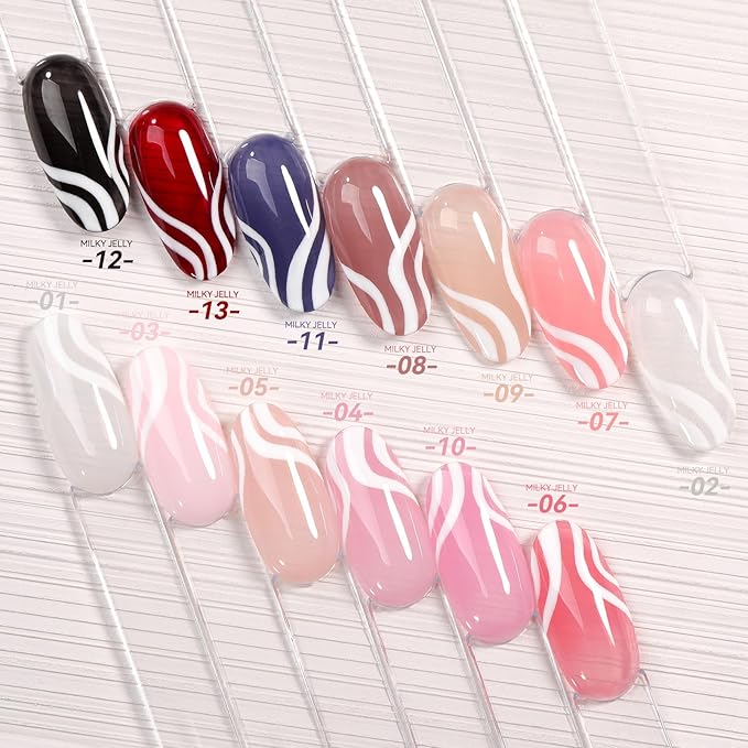 Born Pretty Jelly Pink Gel Nail Polish Milky Sheer Translucent Neutral Pink Gel Polish Hema-Free Soak Off Nail Art Gel 0.5 Fl Oz