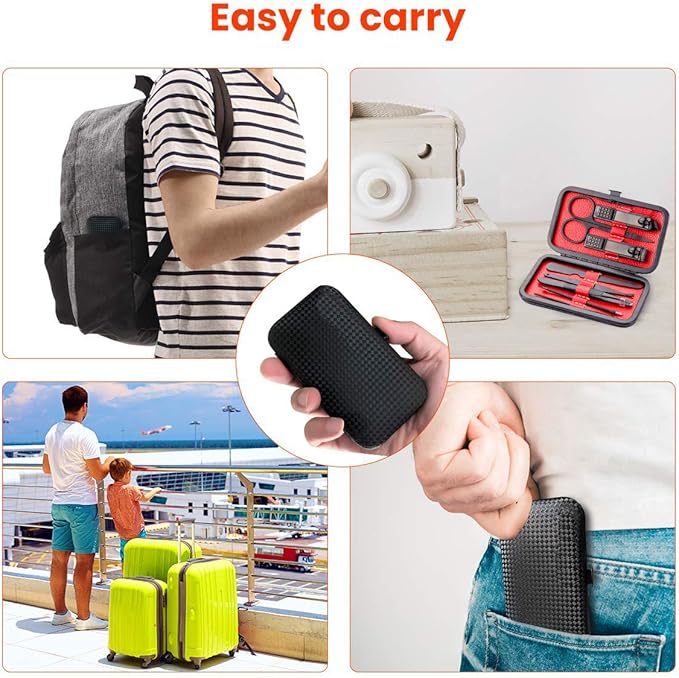 Manicure Pedicure Kit Nail Clippers Set 18 in 1 High Precision Stainless Steel Cutter File Sharp Scissors for Men & Women Fingernails & Toenails Vibrissac Scissors with Stylish Case (black&red_8in1)