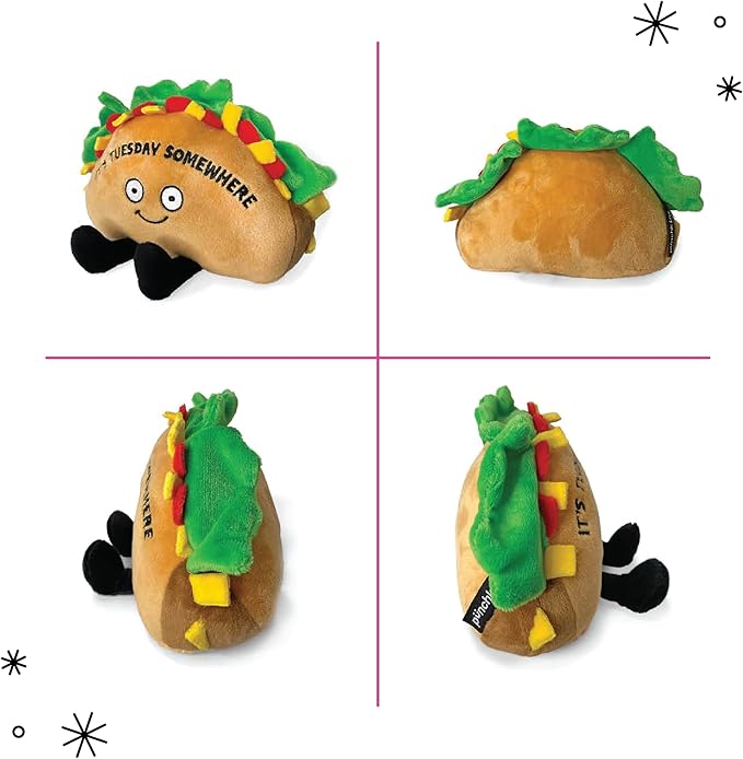 Punchkins Taco Plushie - It's Tuesday Somewhere Funny Taco Tuesday Plush, Taco Themed Gift, Food Plush Toy for Gifting