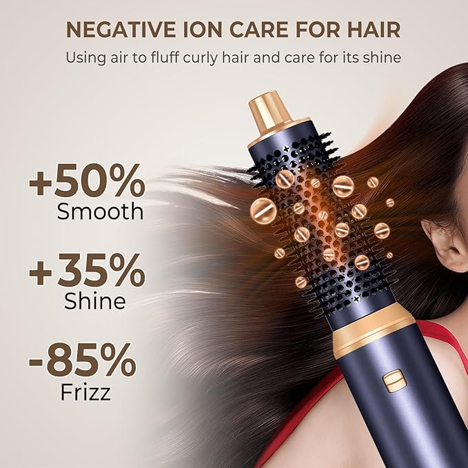 5 in 1 Hair Dryer Brush, Negative Ion Air Styler Wrap Hair Styler Upgrade Blow Dryer Brush Air Curler for Hair, Blowout Brush Set As A Gift for Straight/Curl/Drying/Smoothing