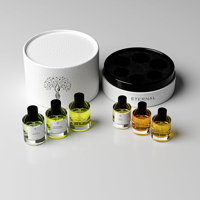 Eternal perfume oils Gift Set | 6 Pcs Exquisite Scents Inspired by Iconic Fragrances | Long-Lasting - Perfume Oils for Women & Men (Sweet Luxury, Pear Pressure, Maxim, Oud, Bergamot, Pink Jasmine)