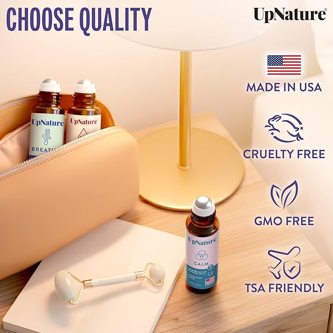UpNature Self Care Gifts Essential Oil Roll On Set - Relaxation Stress Relief Gifts for Women – 3 Roller Essential Oils (Calm, Beauty & Breathe) Stocking Stuffers for Teen Girls