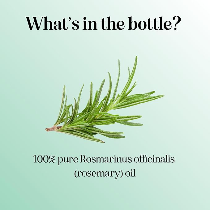 Pure Rosemary Oil for Hair Skin and Nails - 100% Pure Undiluted Rosemary Essential Oil with Dropper for Topical Uses Aromatherapy Diffusing and Home and Beauty DIYs - Vegan and Cruelty Free (1 Fl Oz)