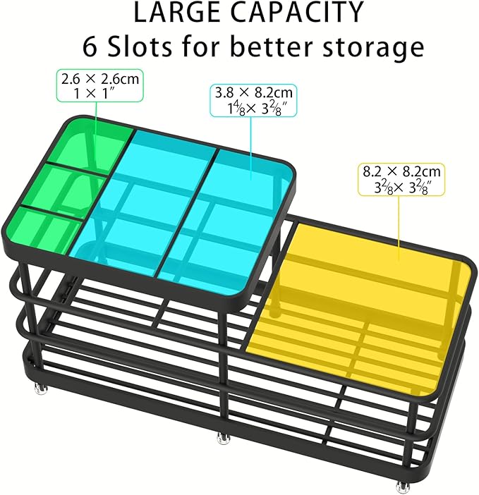 Toothbrush Holder for Bathroom, Stainless Steel Multi-Functional 6 Slots Toothbrush Razor Holder Bathroom Accessories Organizer, Black, L