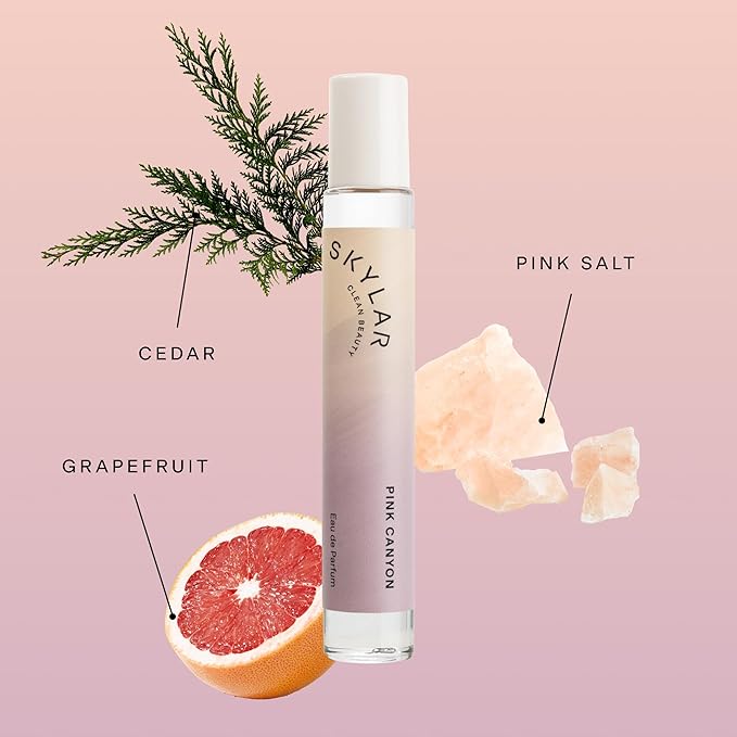 Skylar Pink Canyon Eau de Parfum - Hypoallergenic & Clean Perfume for Women & Men, Vegan & Safe for Sensitive Skin - Notes of Grapefruit, Pink Salt & Cedar - 10mL /0.33 Fl oz