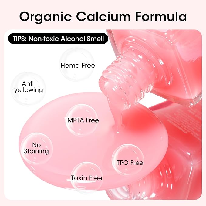 GELLEN Clear Nail Polish Base Coat Sheer Tinted Pink, Natural Color Regular Nail Polish, Calcium Formula Strengthens Nails, Enhances Natural Look, Quick Air Dry, Hema Free, Non-toxic, Anti-yellowing