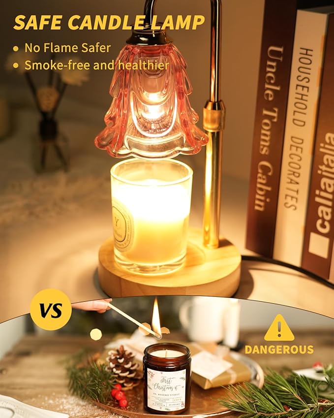 Candle Warmer Lamp with Timer, Adjustable Height and Dimmable, Birthday Christmas Gifts for Women, Mothers Day Gifts for Mom, Unique House Warming Gifts New Home Decor(Pink)