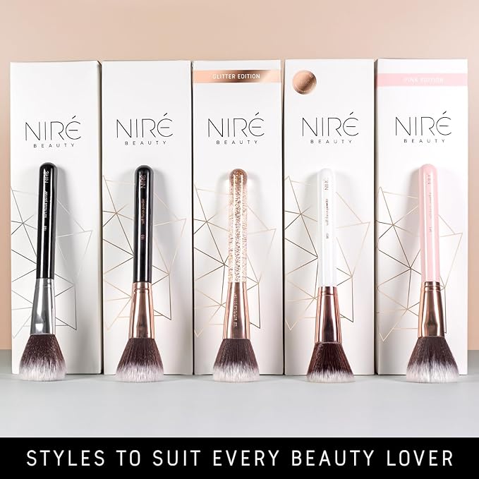 Niré Beauty 15piece Award Winning Professional Makeup Brush Set: Vegan Makeup Brushes with Case, Makeup Sponge, Brush Cleaner, Guide, Gift Box