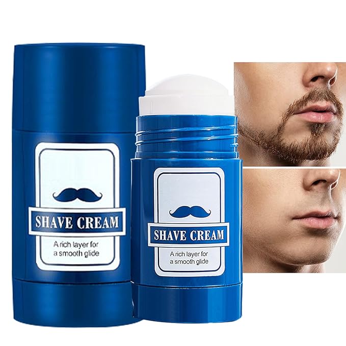 Shaving Cream - 40g Hydrating Shaving Cream, 2-in-1 Smooth Shave Balm Stick for Beard Grooming, Facial Hair Removal, Moisturizing and Gentle Formula for Sensitive Skin
