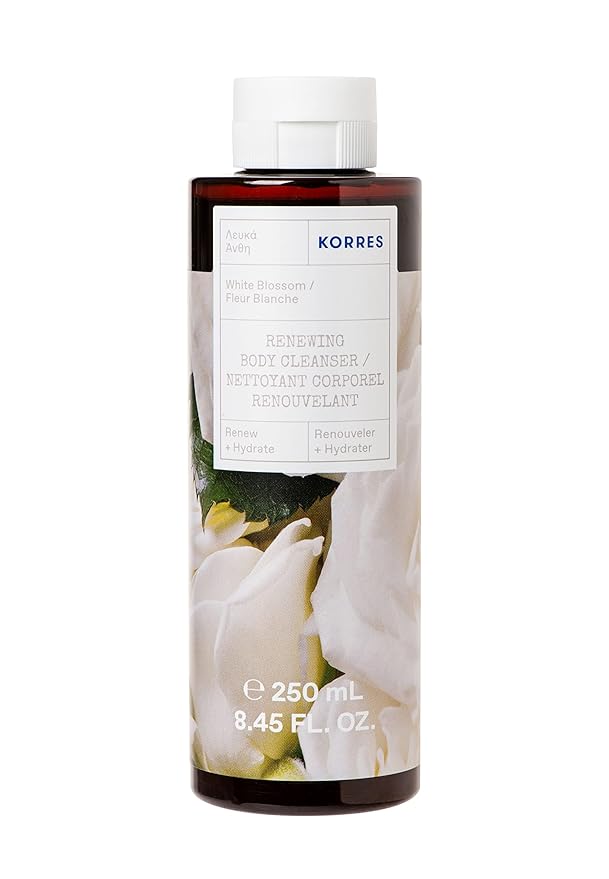 KORRES Renewing Body Cleanser, White Blossom Aroma, Foaming Shower Gel for Women & Men with Greek Botanicals, Gentle Body Wash to Cleanse & Hydrate, Vegan & Cruelty Free, Made in Greece, 8.45 Fl Oz