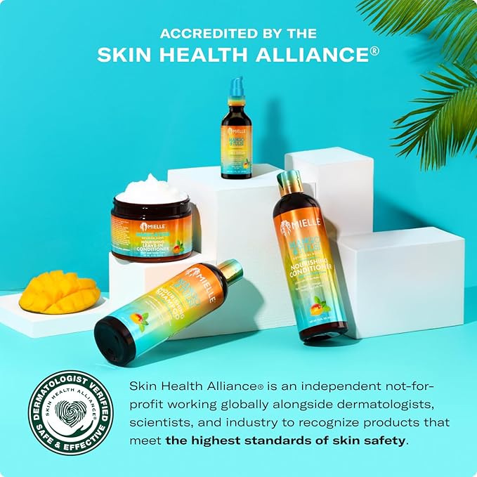 Mielle Organics Mango & Tulsi Nourishing 3-in-1 Hair Serum - Hair & Scalp Serum for Frizz Control, Split Ends & Moisture Balance - Strengthens & Seals Cuticles with Nutrients (12 Fl Oz)