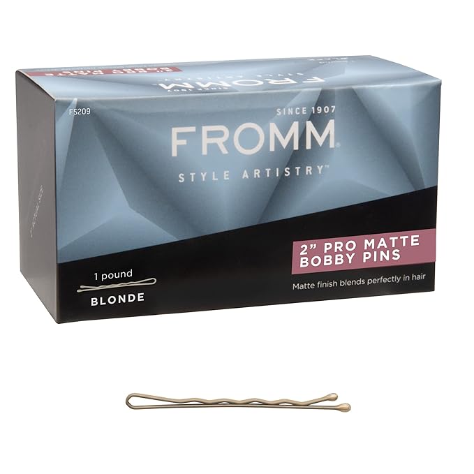 Fromm Style Artistry 2” Crimped Bobby Pins, Secure Hold, Suitable for All Hair Types and Lengths, Hair Accessories for Women, Matte Blonde, 600 Pack