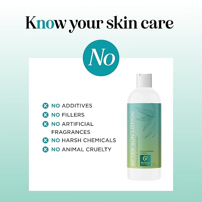 After Sun Lotion with Aloe Vera - Ultra Cooling Aloe Vera for Sunburn Hydration with Cocoa Butter & Rosehip Oil - Hydrating Aloe Lotion After Sun Moisturizer for Dry Skin with Hyaluronic Acid