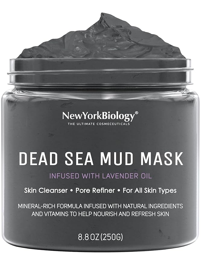 New York Biology Dead Sea Mud Mask for Face and Body | with Lavender | Spa Quality Pore Refiner for Oily Skin | Natural Skincare for Women & Men | Tighten Skin for A Healthier Complexion | 8.8 oz