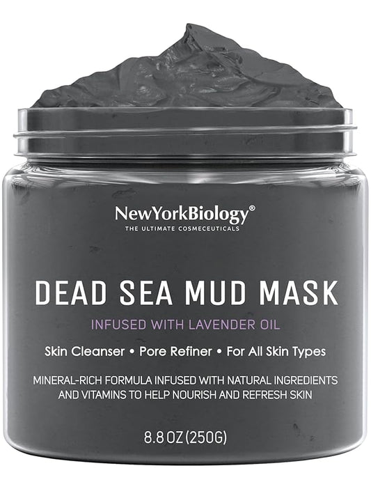 New York Biology Dead Sea Mud Mask for Face and Body | with Lavender | Spa Quality Pore Refiner for Oily Skin | Natural Skincare for Women & Men | Tighten Skin for A Healthier Complexion | 8.8 oz