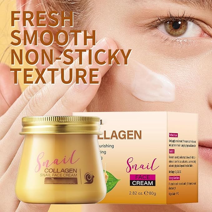 2pcs Snail Collagen Face Cream，Collagen Hydrating Anti-Wrinkle and Rejuvenating Cream Korean, Collagen Rejuvenating Moisturizer for Women, Improves Skin Firmness, Reduces Dryness & Fine Lines