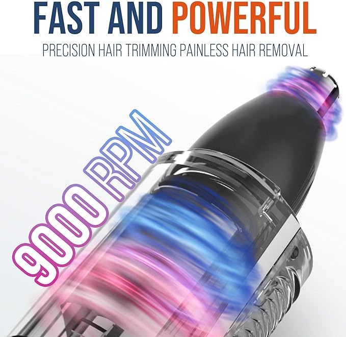 7AM2M PersonalCare Electric Nose and Ear Hair Trimmer – Rechargeable, 9000 RPM High-Speed Precision Cutting, Detachable Washable Blade, Portable Design White