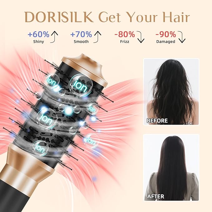 RUCHA 8 in 1 Hair Nora Styler & Hair Dryer Brush Blow Dryer, 110000 RPM High-Speed Hot Brush Styler and Auto Wrap Curlers, Negative Ions for Straightening Curling Volumizing Drying, Black