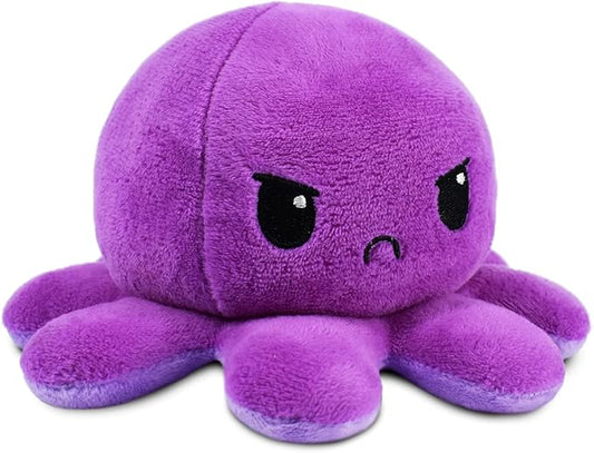 TeeTurtle - The Original Reversible Octopus Plushie - Dark Purple + Light Purple - Cute Sensory Fidget Stuffed Animals That Show Your Mood