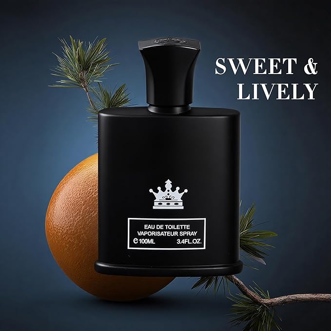 King-D Black Long-Lasting Cologne for Men | Lemon, Violet Leaves, & Sandalwood Scent | Eau de Toilette 100ml Spray | Day to Night Fragrance