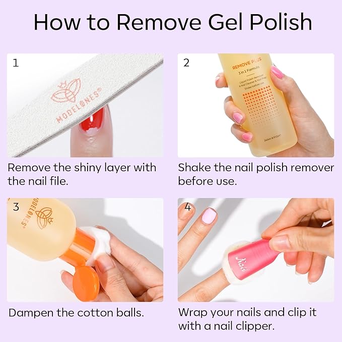 Modelones Acetone Nail Polish Remover, Gel Polish Remover with Jojoba Oil Gentle Professional Soak Off Removal for Press On Nails Glue Acrylic Dip Powder Nail Care Gift for Women 8 Fl Oz, Lavender
