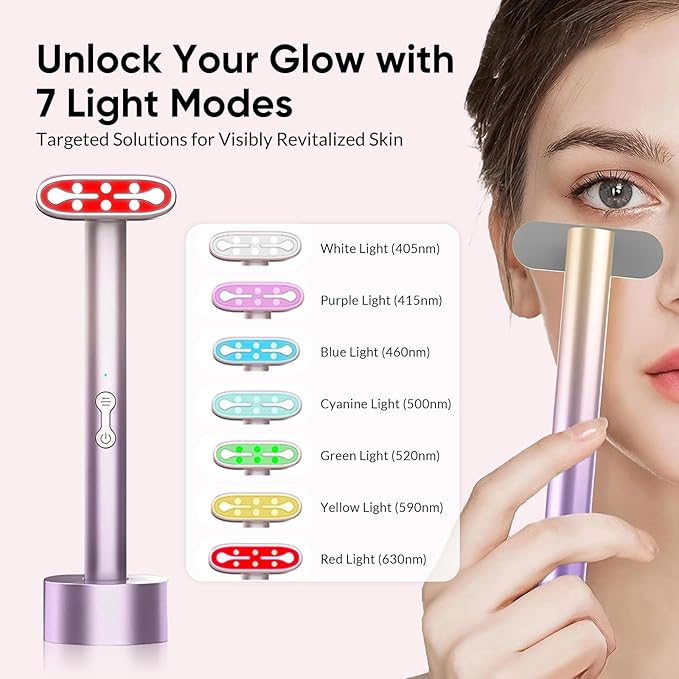 Red-Light-Therapy-for-Face, 7 in 1 LED Light Therapy Eye Equipment for Skin Care at Home, Red Light Therapy Face Massager Eye Beauty Skincare Rejuvenation Tool for Anti-Aging, Wrinkles & Glowing Skin