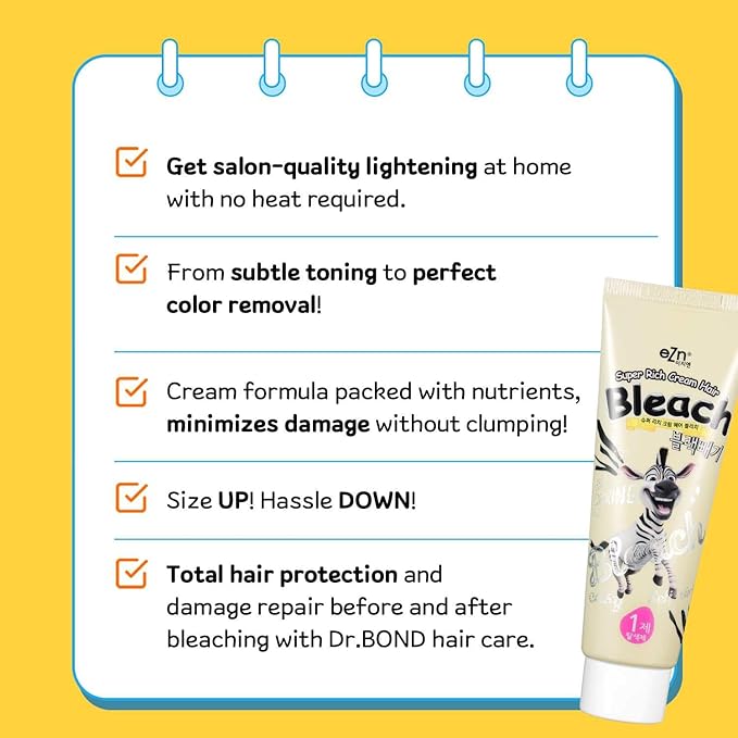 Super Rich Cream Hair Bleach (4.8oz), Permanent Hair Color with Marula Seed Oil, High-Lifting Formula, Minimal Damage, Enriched with Jojoba Seed and Argan Kernel