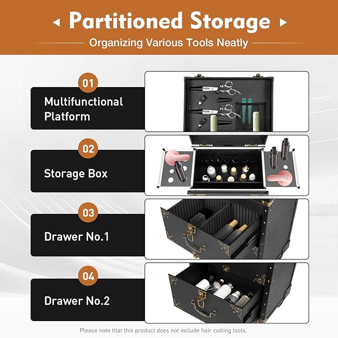 Cosmetic Train Case,Makeup Organizer Travel Case with Multiple Compartments,Rolling Makeup Case,Professional Makeup Casewith Wheels for Make-up Artists,55Lbs Load-Bearing