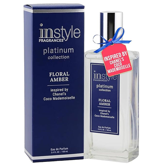 Instyle Fragrances, Platinum Collection, Floral Amber, Inspired by Chanel's Coco Mademoiselle, Women’s Eau de Parfum, CLEAN, Vegan, Paraben-Free, Never Tested on Animals, 3.4 Fluid Ounces