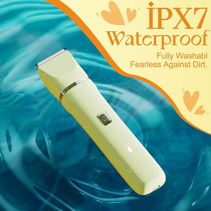 Bikini Shaver for Women Men Tiktok Trend Items - Ergonomic Design, Floating Head, Lightweight Electric Trimmer Razor Set, Waterproof IPX7 Wet/Dry Pubic Hair Removal, Safe Ceramic Blade - Yellow