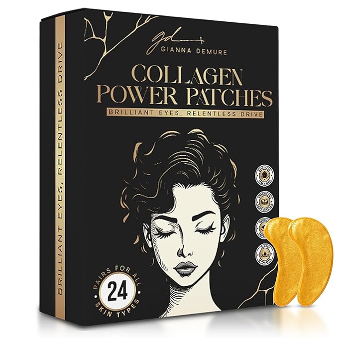 Undereye Mask Patches for Dark Circles, Puffiness & Wrinkles, Gold Eye Mask with Collagen, Caffeine & Hyaluronic Acid, Vegan & Cruelty-Free Eye Patches for Women and Men (24 Pairs)