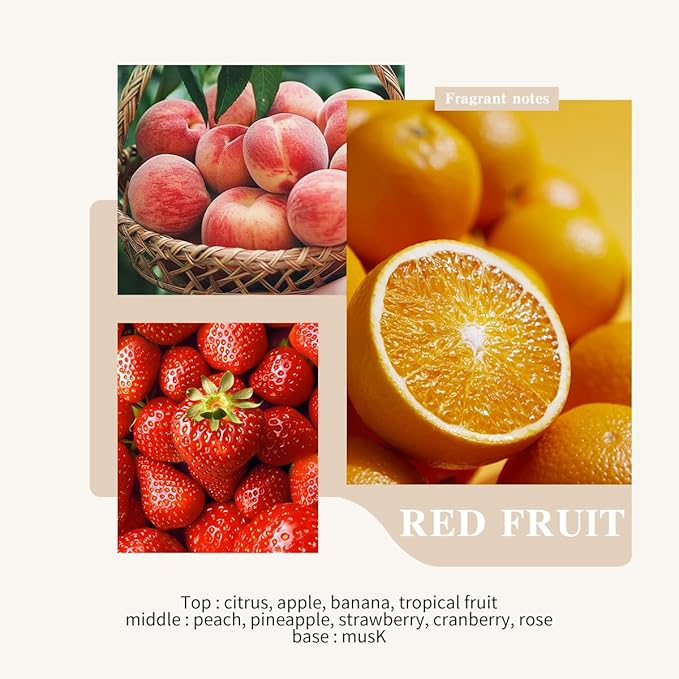 Reed Diffuser Set - 3.38 fl oz Red Fruit Premium Scented Oil with Preserved Baby's Breath & Cotton 6 Sticks | Long-Lasting Aromatherapy for Home, Bedroom, Bathroom, Office Home Decor