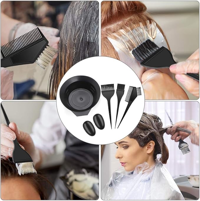 Hair Dye Brush and Bowl Set Hair Dye Kit Hair Tint Dying Coloring Tool Hair Dye Comb with Ears Covers Hairdressing Clips and Hair Dye for Salon and Personal DIY (78 Pieces)