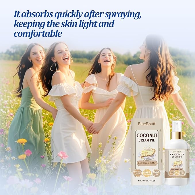 Body Hair Milk Mist, Hydrating And Moisturizing Spray, Long-Lasting Fragrance, Natural Hydrating And Moisturizing Body Mist(Coconut)