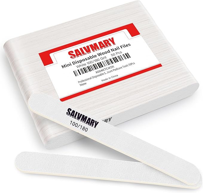 Professional Disposable Small Nail Files 100/180 Grit Double Sided White Emery Boards for Nails Manicure Pedicure Tools 50Pcs