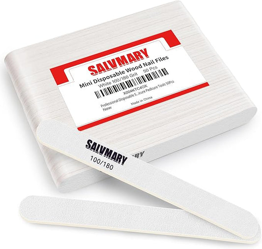 Professional Disposable Small Nail Files 100/180 Grit Double Sided White Emery Boards for Nails Manicure Pedicure Tools 50Pcs