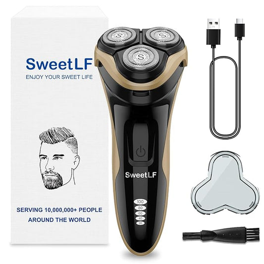 SweetLF Electric Razor for Men with Pop-Up Trimmer, IPX7 Waterproof Electric Shaver, Rechargeable Cordless Shavers for Men, Type-C, 120Mins Runtime, Plug & Play