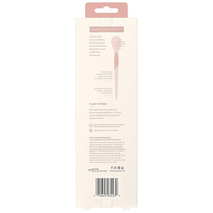 EcoTools Luxe Plush Powder Makeup Brush for Blush & Bronzer, Works Best With Powder Makeup, Luxurious and Glamorous, Eco-Friendly Premium Brush, Synthetic Bristles, Pink, 1 Count (Pack of 8)