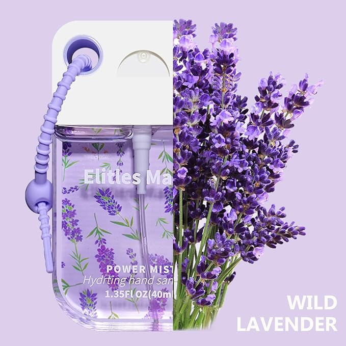 Hand Sanitizer Spray, 3Pack Spray Hand Sanitizer Travel Size With Cute Keychain, Scented Mini Pocket Power Mist Hydrating for Kids Christmas Gifts, 1.35FL.OZ (Watermelon,Lemon,Lavender