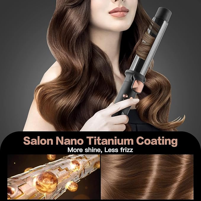 Automatic Rotating Curling Iron, 1 1/4 Inch Self Curling Wand with Extra Long 5.5” Tourmaline Ceramic Barrel, Fast Heating Ionic Hair Curler for Long Hair, Adjustable Hot Tools for Curls Waves 1.25"